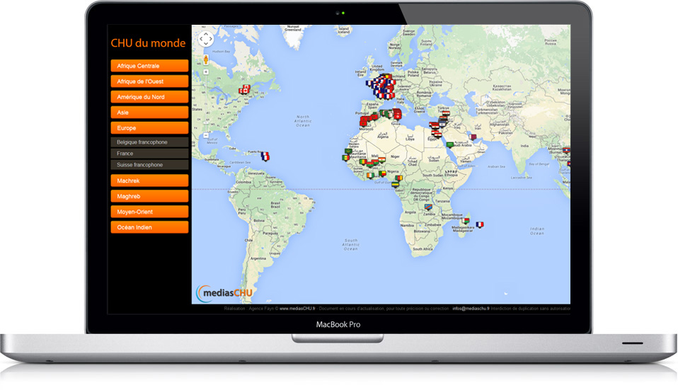 Carte interactive des CHU du monde